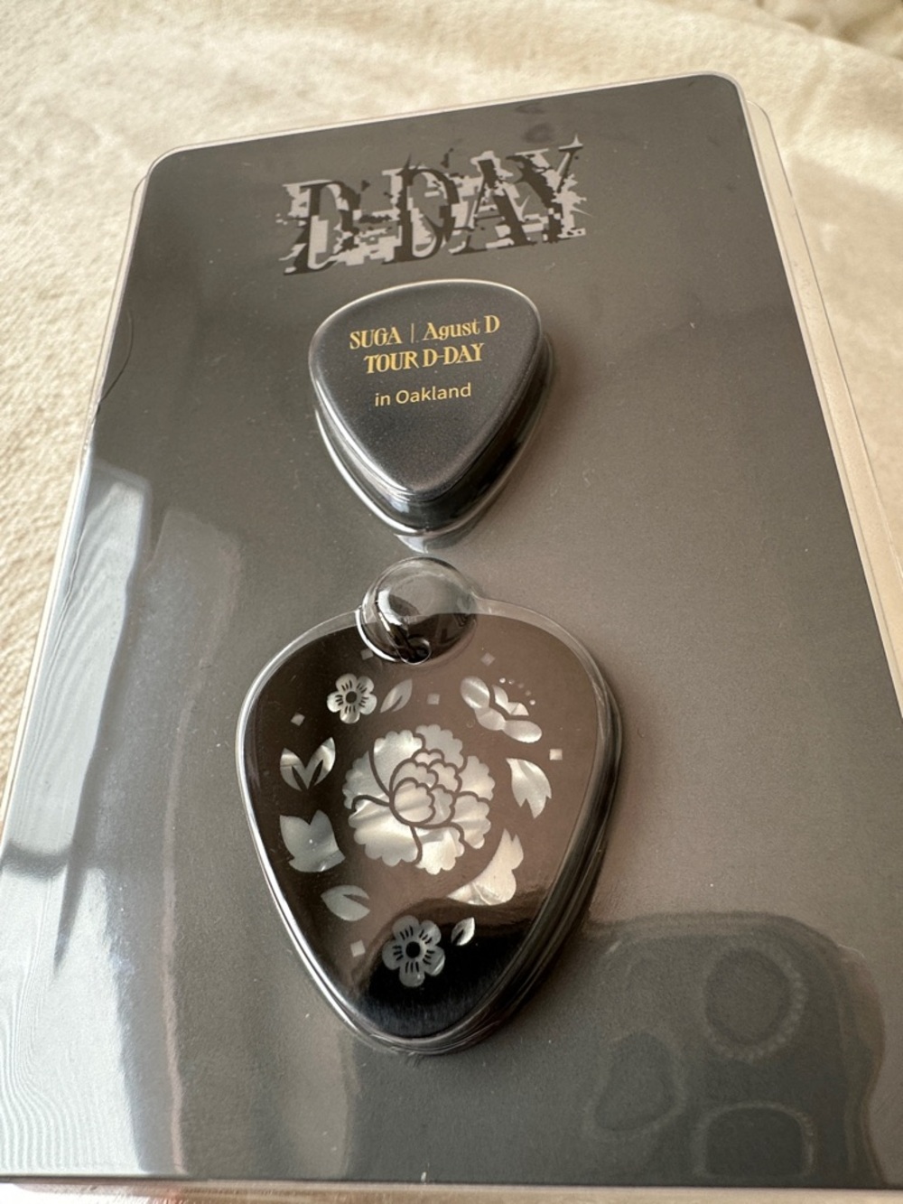 BTS Suga Agust D D-DAY Tour Lotus Flower Guitar Pick | Charm | Min Yoongi - Picture 2 of 3